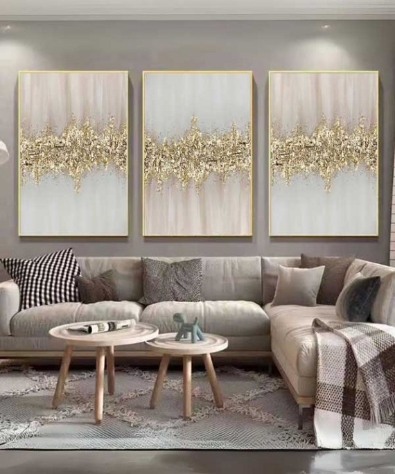 Gold Frame 60*90 Cm Crystall Porsalein Painting Decorative For Living Room Gold  Diamound Effect
